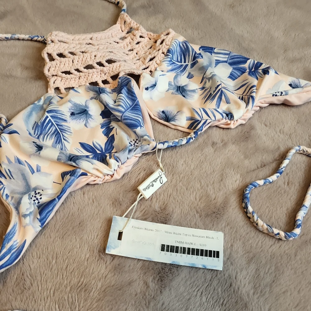 Frankie's Bikinis Top Mimi Bikini Top Hawaiian Blush Size L Brand New NWT